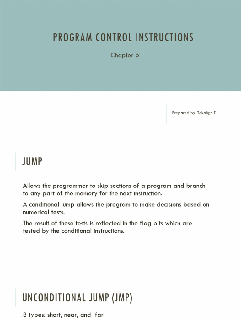 Program Control Instructions Overview | PDF | Control Flow | Pointer ...