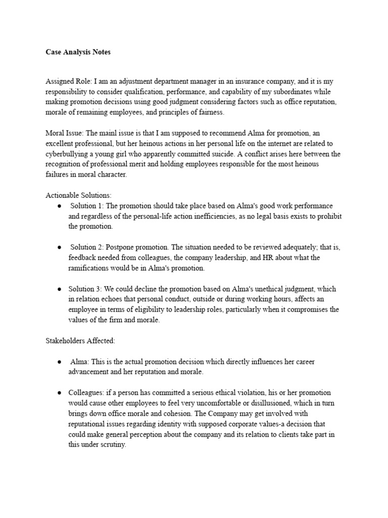 Case Analysis Notes | PDF | Leadership | Reputation