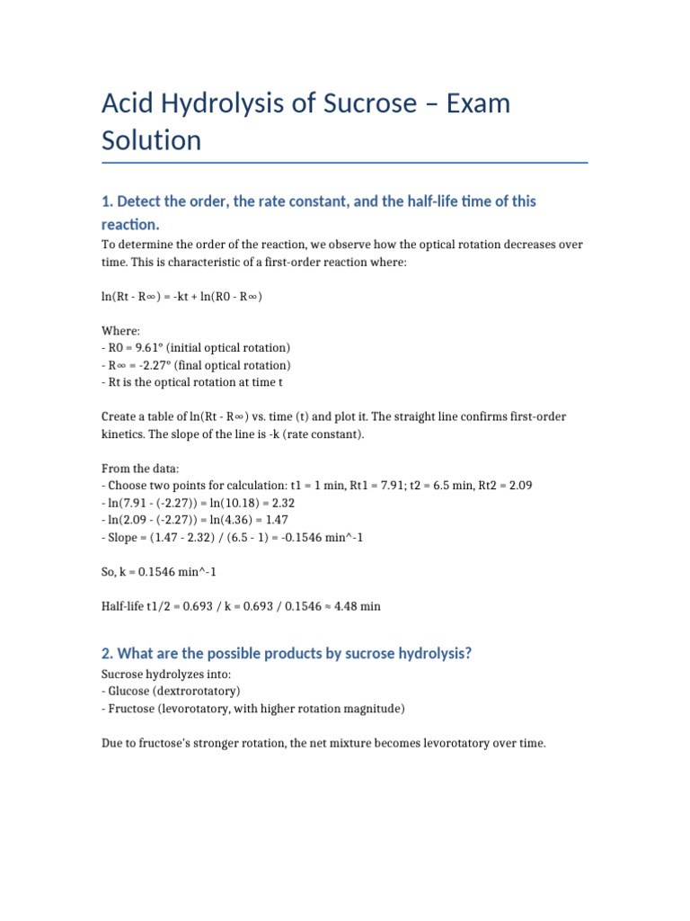 Acid Hydrolysis Solution | PDF