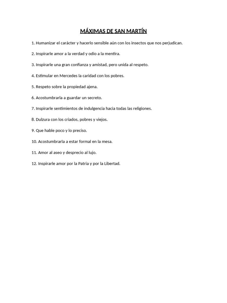 Máximas de San Martín | PDF