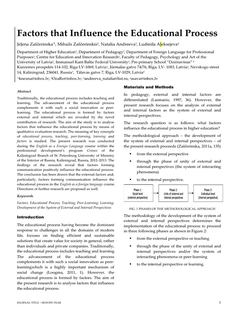 Factors Influencing Educational Processes | PDF | Communication | Learning