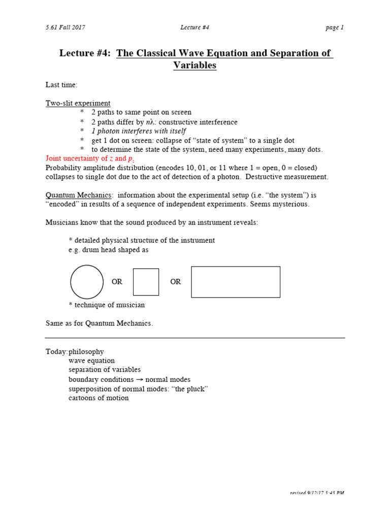 The Classical Wave Equation and Separation of | PDF | Normal Mode ...