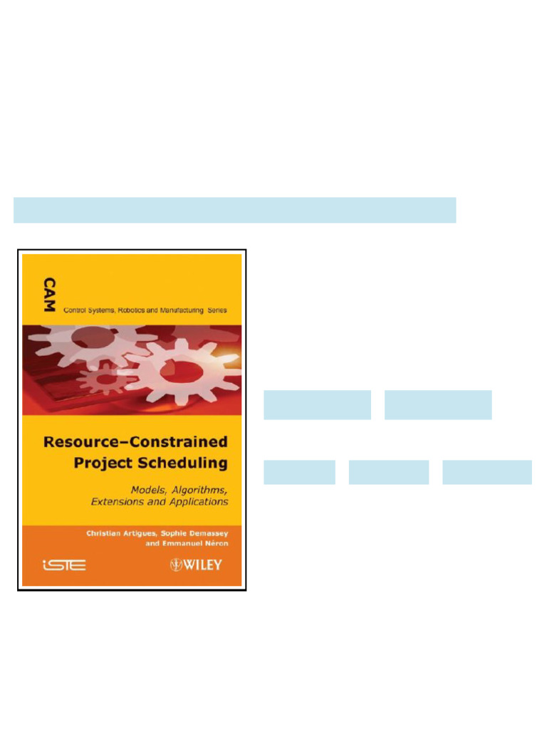 Resource constrained Project Scheduling 1st Edition Christian Artigues ...