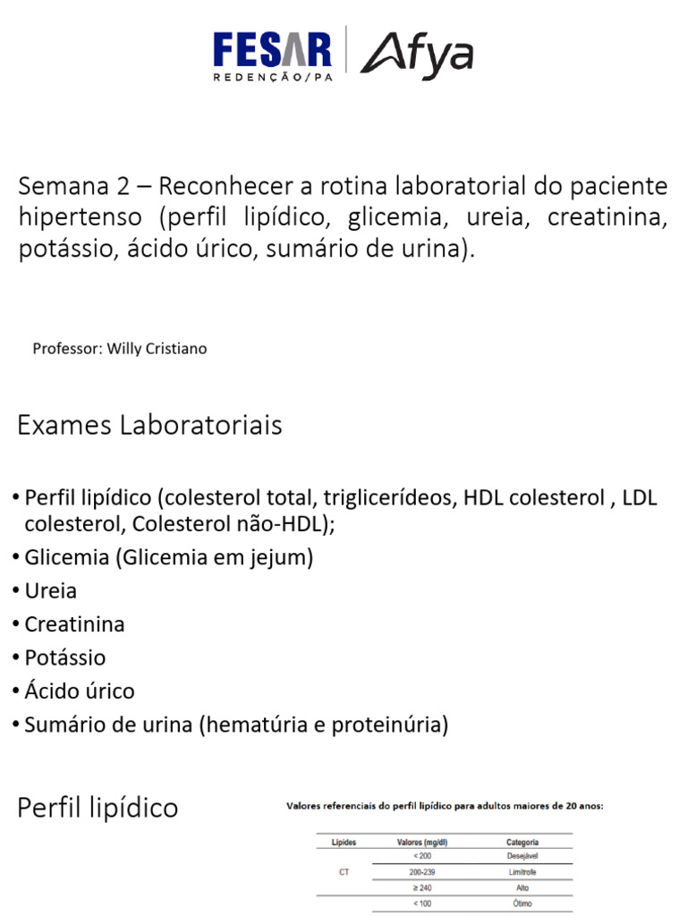 Exames Laboratoriais em Hipertensão | PDF | Hipertensão | Colesterol