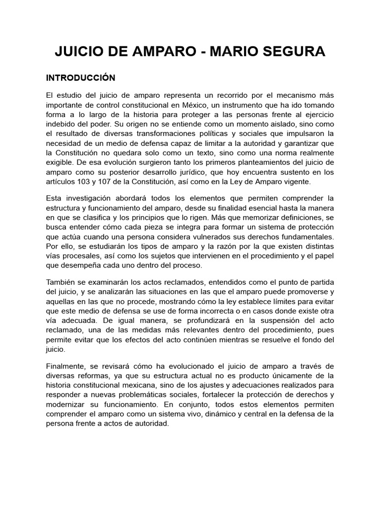 Juicio de Amparo en México: Fundamentos y Evolución | PDF | Apelación ...