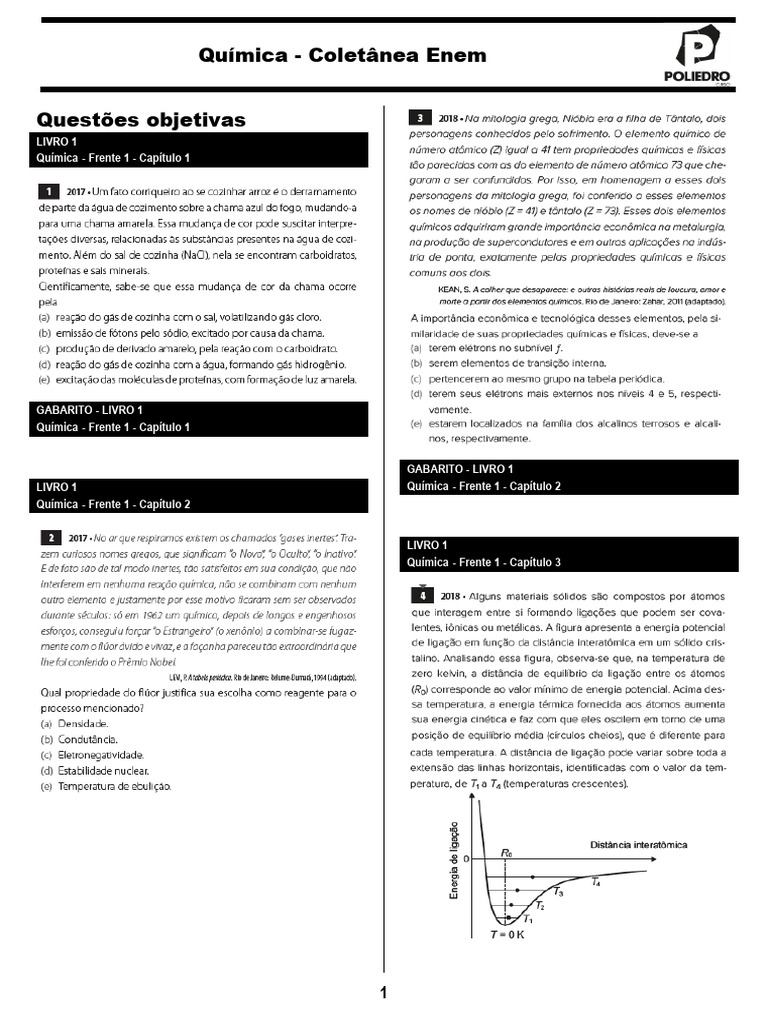Coletânea de Questões de Química ENEM | PDF | Química | Poluição