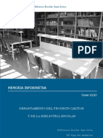 Memoria Departamento Proyecto Lector y Biblioteca Escolar 2011-12