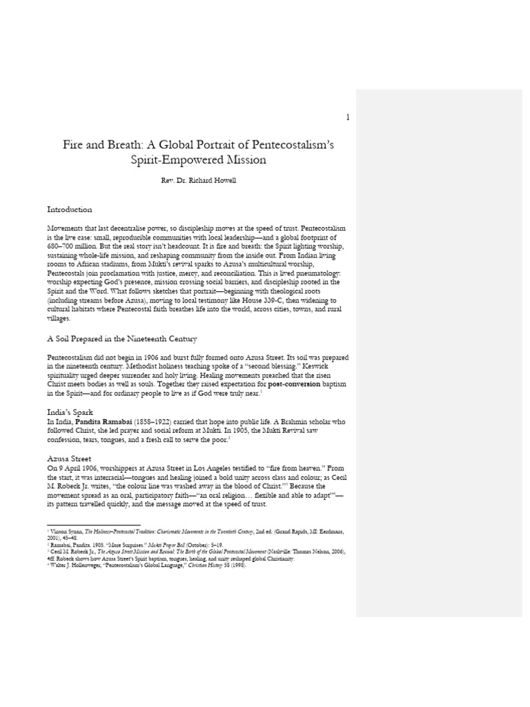 Fire and Breath (A Global Portrait of Pentecostalism) | PDF ...