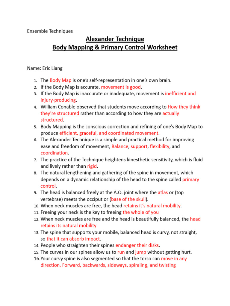 Body Mapping and Alexander Technique Guide | PDF