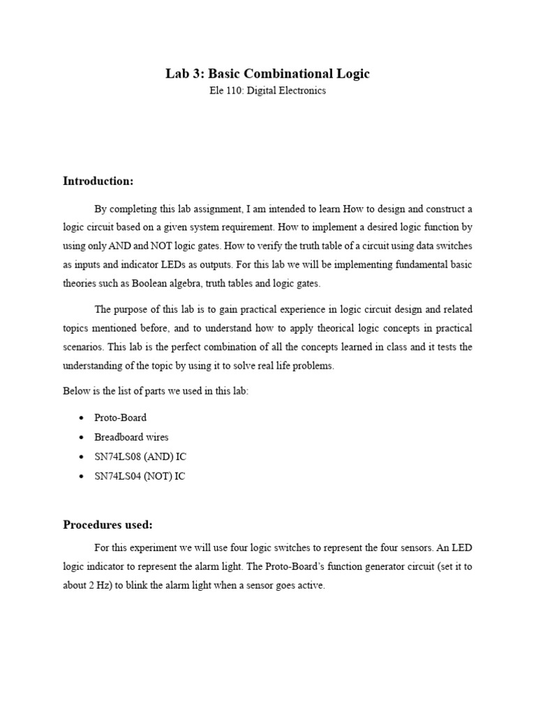 Lab 3 Report | PDF | Logic Gate | Digital Electronics