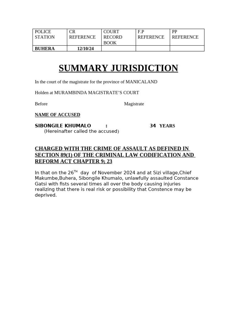 mutero_charge_sheets | PDF | Assault | Common Law
