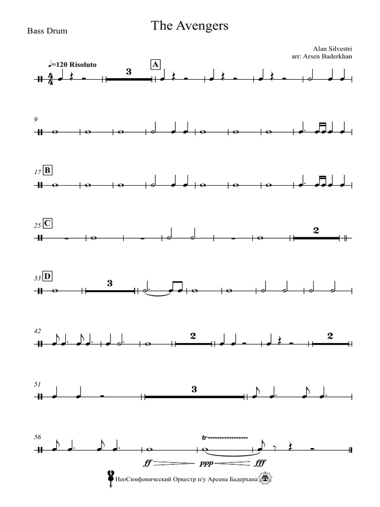 Silvestri - Avengers Theme - Bass Drum | PDF