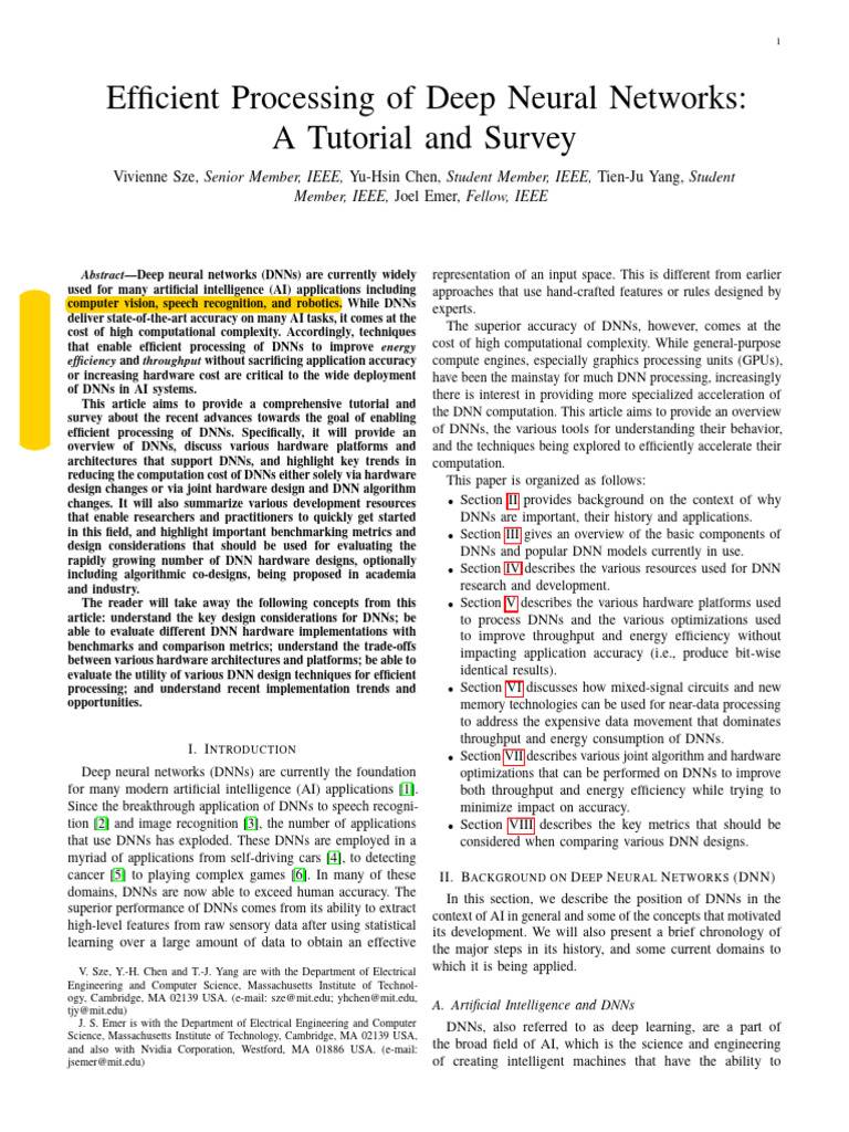 Efficient Processing of DNNs | PDF | Deep Learning | Brain