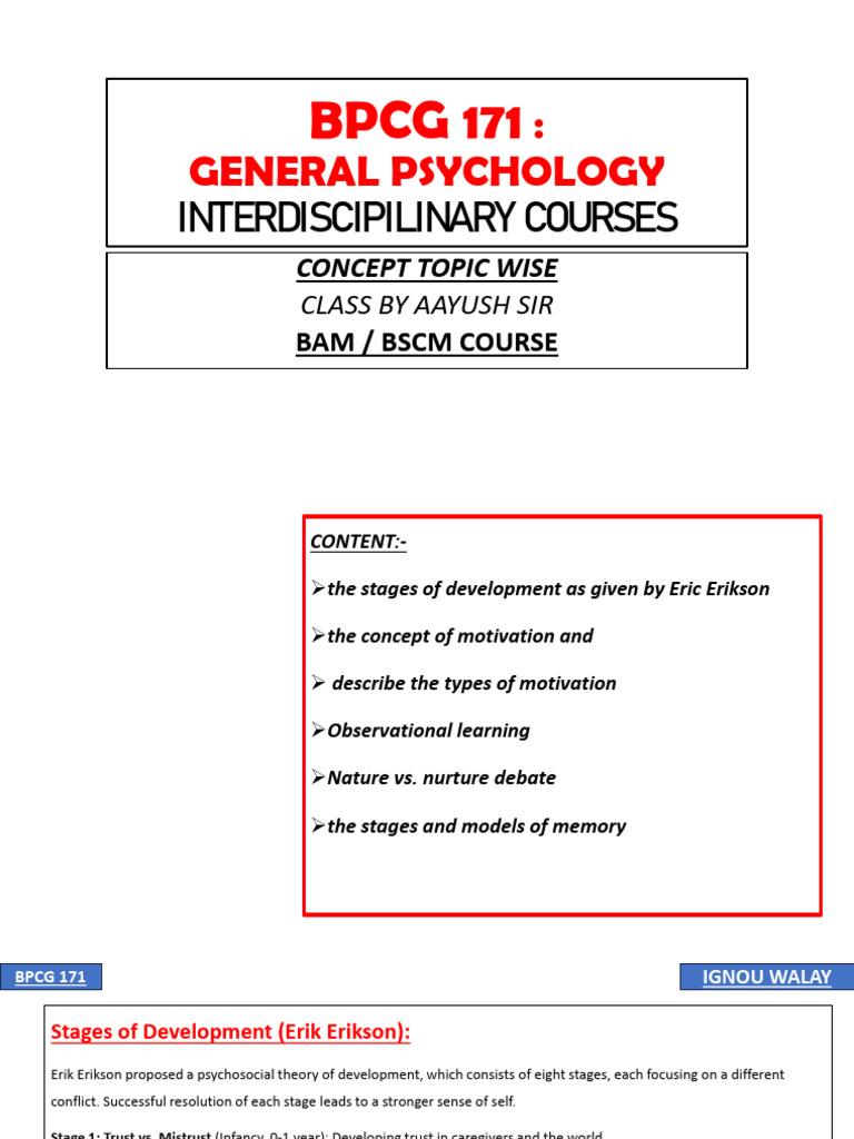 General Psychology Concepts Overview | PDF | Motivational | Motivation