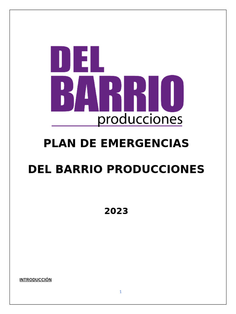 Plan de Emergencias DEL BARRIO 2023 | PDF | Defensa Civil | Agua