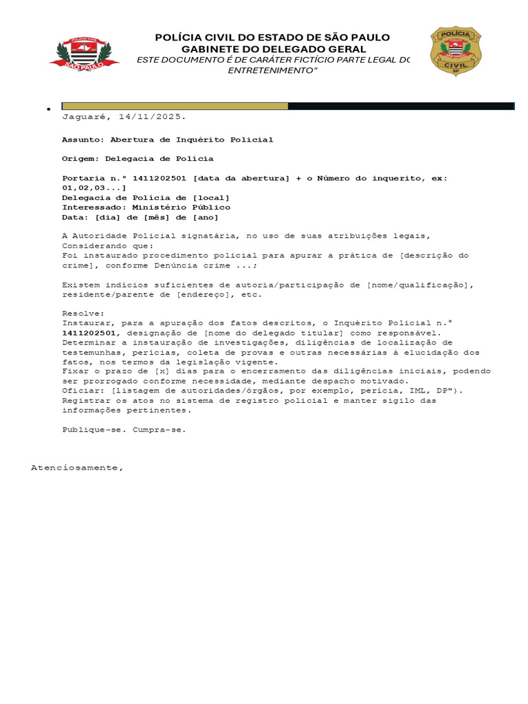 Abertura de Inquérito Policial SP | PDF