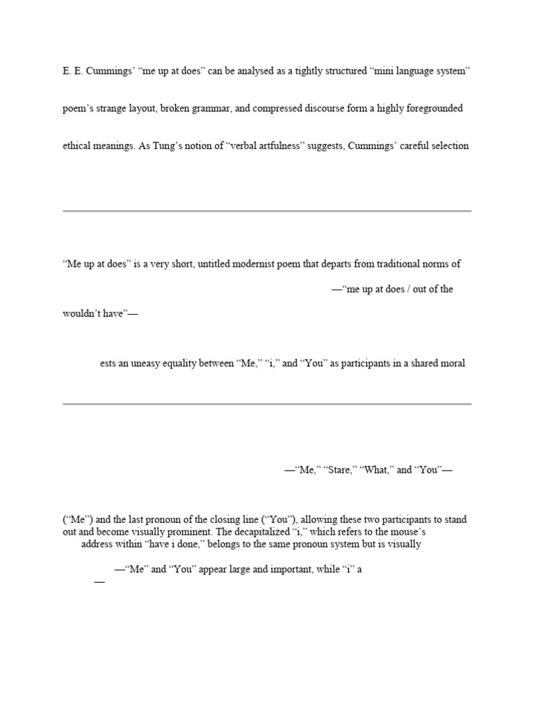 Cummings Poem | PDF | Ellipsis | Syntax