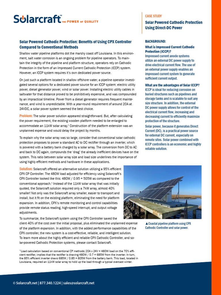 Solar-Powered Cathodic Protection Case Study | PDF | Photovoltaic ...