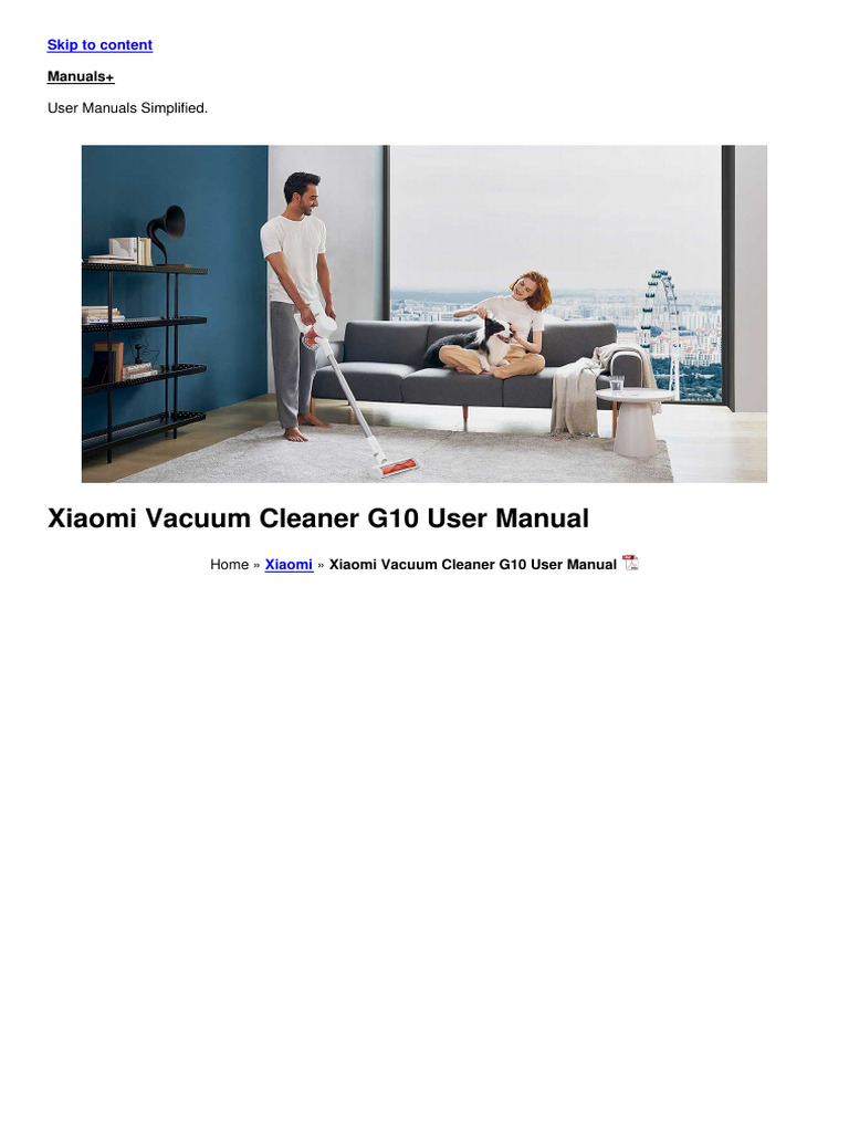 Xiaomi G10 Vacuum Cleaner User Manual | PDF | Vacuum Cleaner ...
