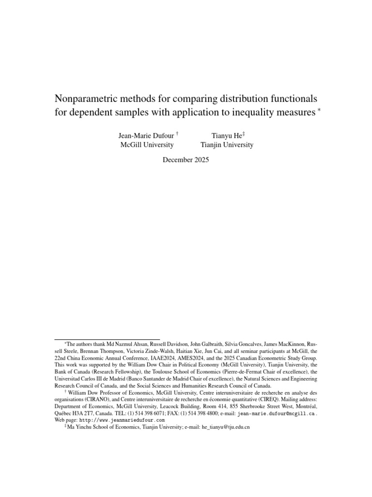 Nonparametric Inference for Inequality Measures | PDF | Bootstrapping ...