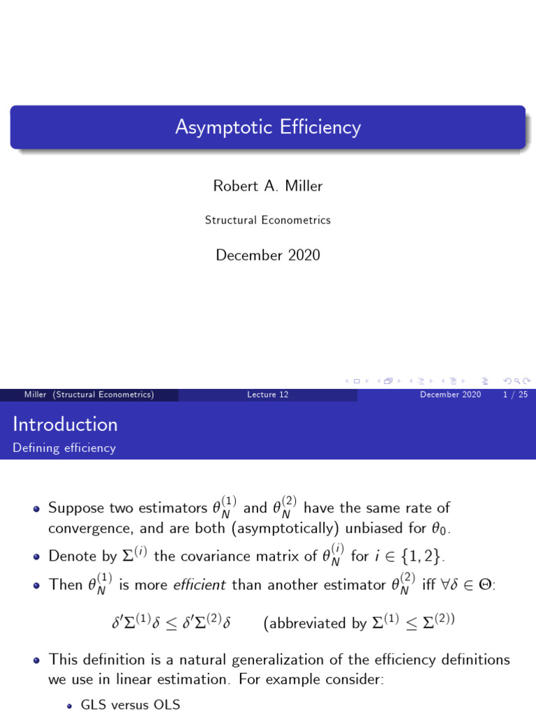 1 Asymptotic Efficiency | PDF