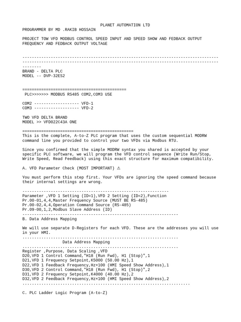 VFD Modbus Control PLC Programming Guide | PDF | Computer Science ...