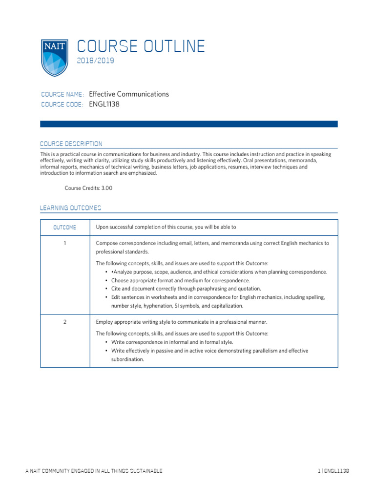 Effective Communications Course Outline | PDF | Public Speaking ...