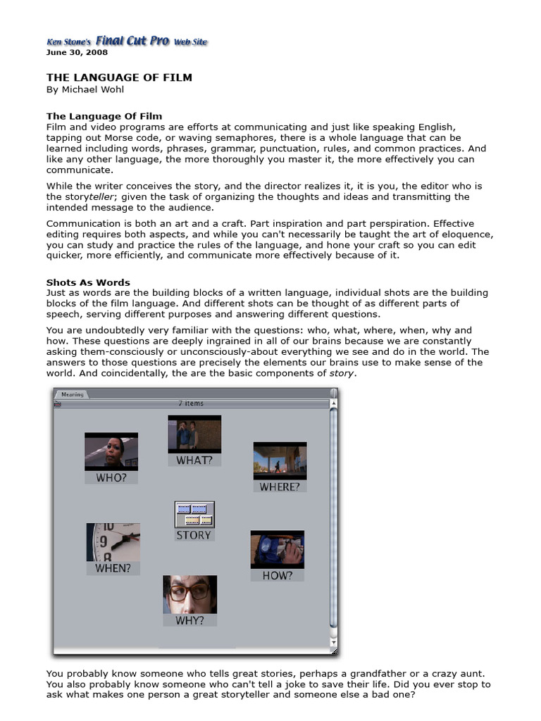 Understanding Film Language Basics | PDF | Close Up | Camera