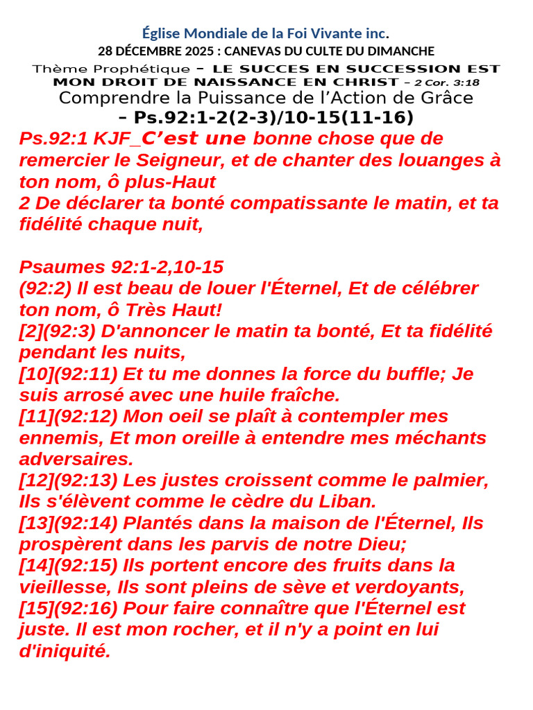 Action de Grâce : Clé du Succès en Christ | PDF | Dieu | Doctrines et ...