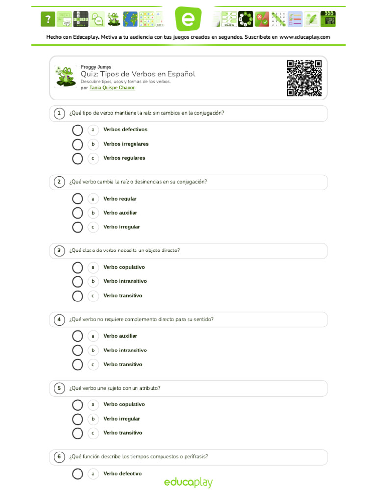 25416677-Quiz Tipos de Verbos en Espanol | PDF