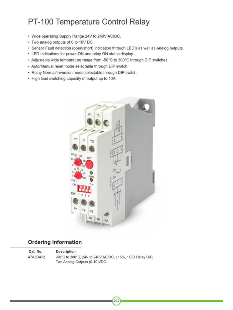 PT-100 Temperature Control Relay | PDF | Relay | Alternating Current