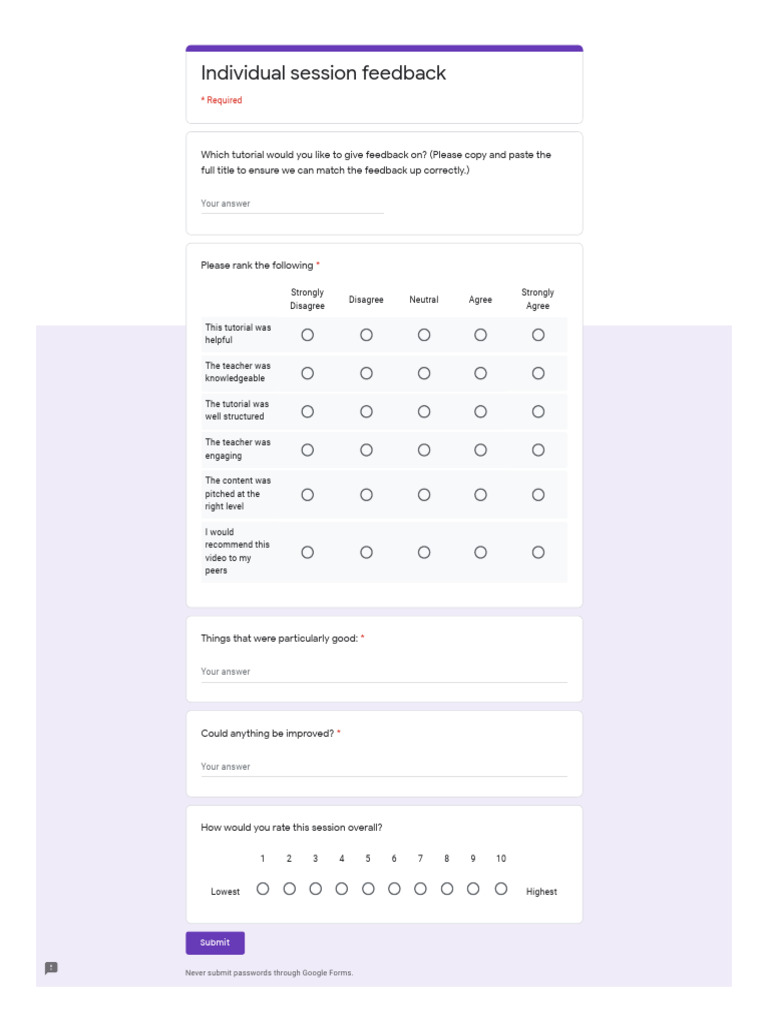 Individual Session Feedback | PDF