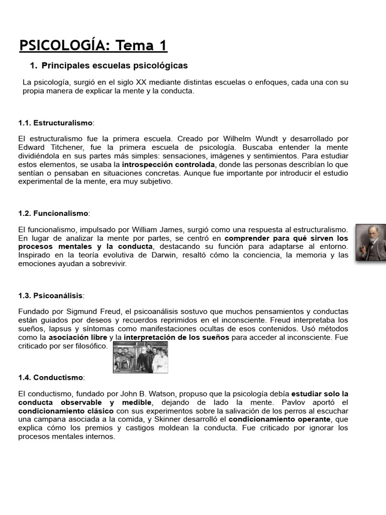 Psicologia - Tema 1 y 2 | PDF | Hemisferio cerebral | Neurona