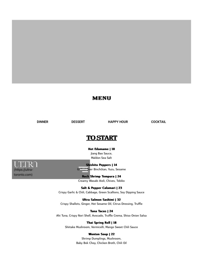 Pan Asian Cuisine at Ultra Restaurant & Supper Club - Explore Our Menu ...