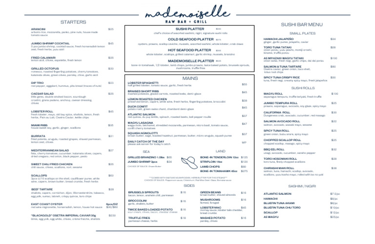 Madmosell Menus | PDF | Sushi | Sauce