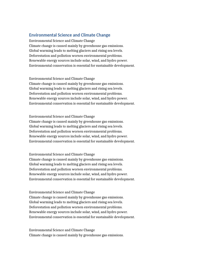 Climate Change and Environmental Solutions | PDF | Climate Change ...