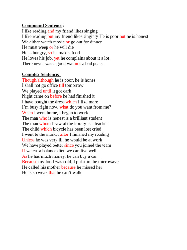 Understanding Compound and Complex Sentences | PDF