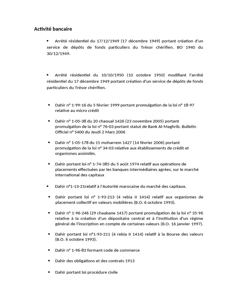 Cadre juridique de l'activité bancaire | PDF | Banques | Secteur privé