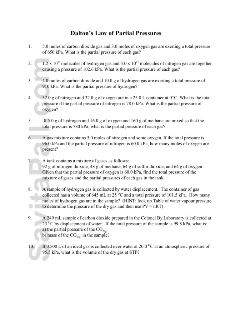 Partial Pressures | PDF