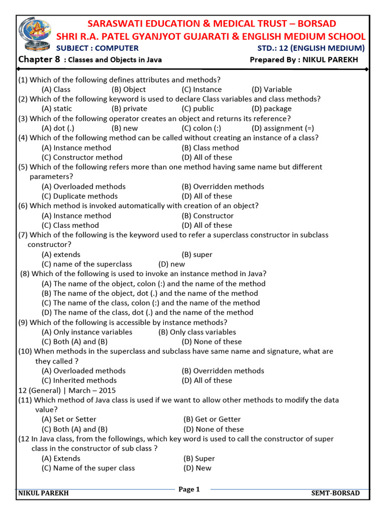 Chapter 8 | PDF | Class (Computer Programming) | Method (Computer ...