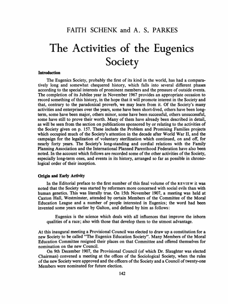 History of the Eugenics Society Activities | PDF | Libraries | Eugenics