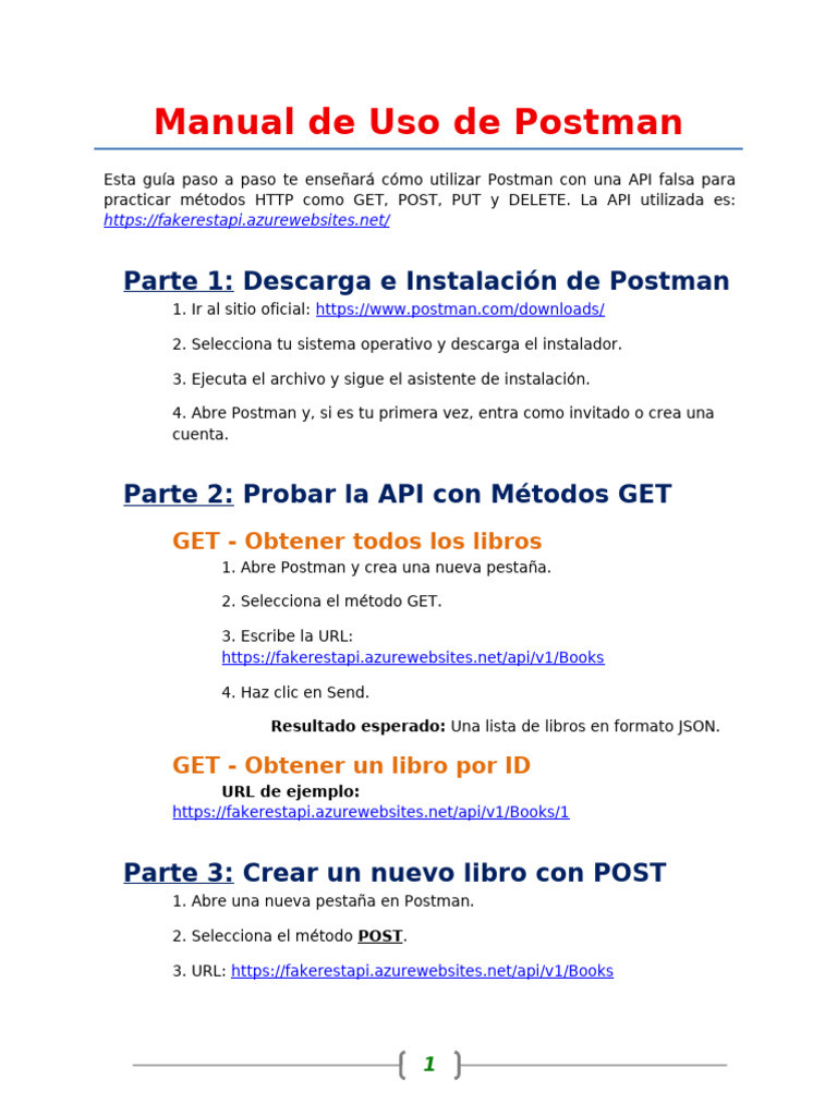 Guía de Uso de Postman con API Falsa | PDF | Json | Informática