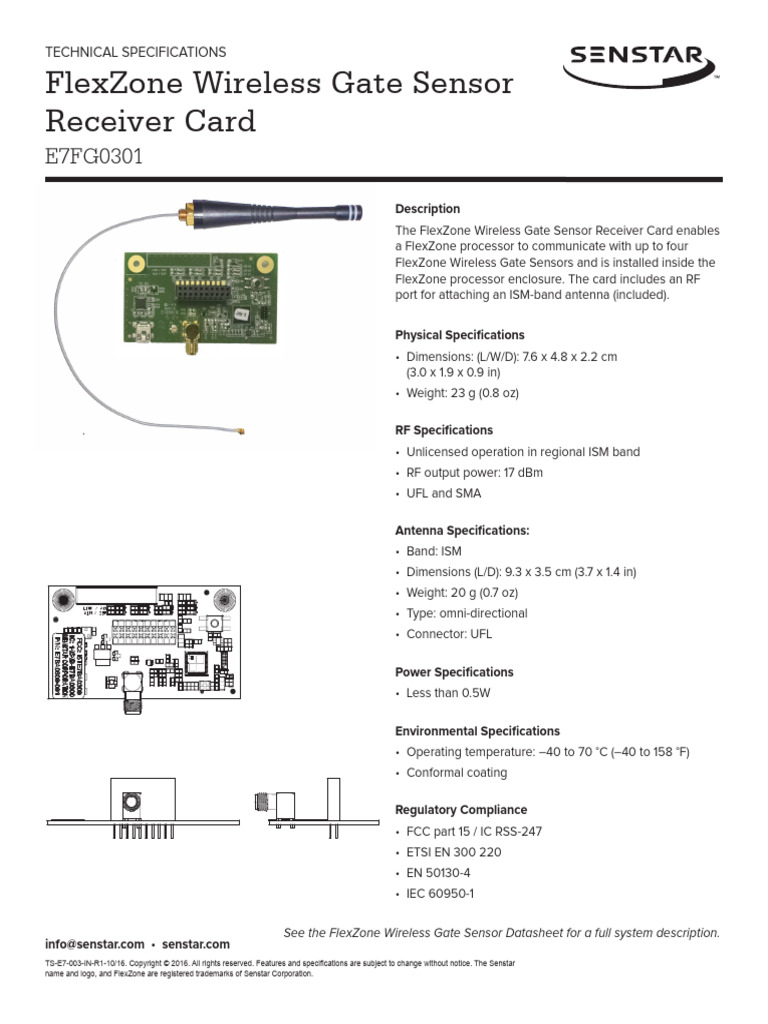FlexZone Wireless Gate Sensor Specs | PDF | Telecommunications | Wireless