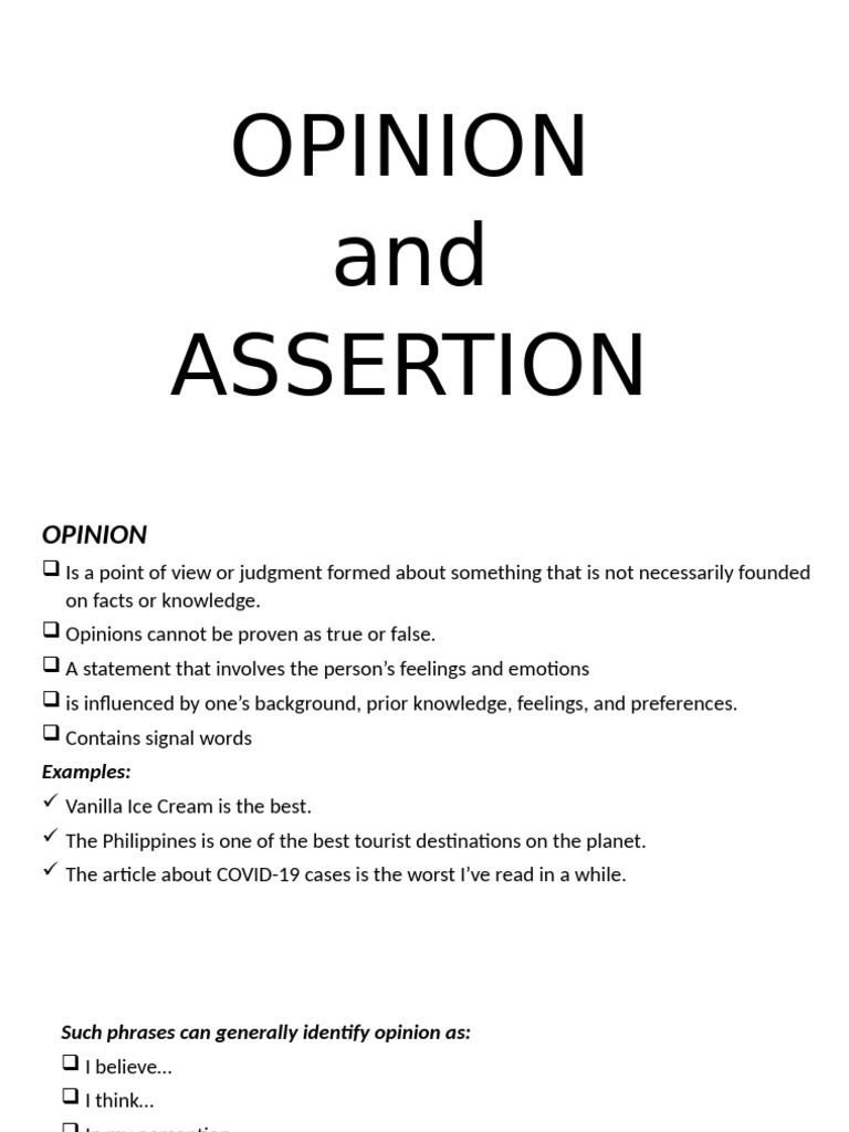 Understanding Opinion and Assertion | PDF | Empathy | Feeling