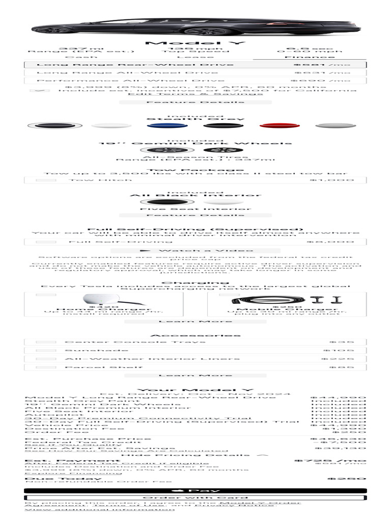 Design Your Model Y Tesla | PDF | Credit | Finance & Money Management