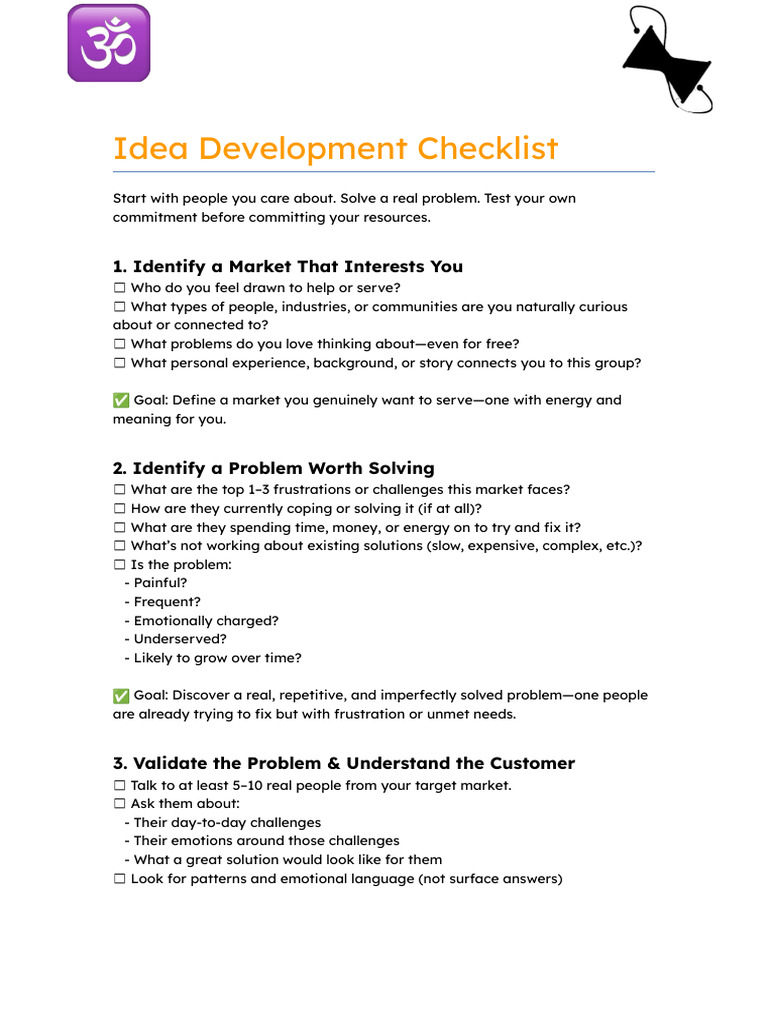 Idea Checklist Venu Bahumati | PDF | Cognition | Psychology
