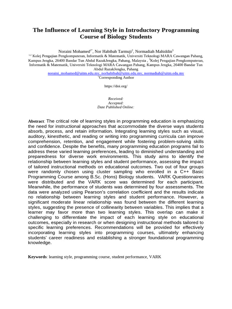 Learning Styles in Programming Education | PDF | Learning Styles | Learning