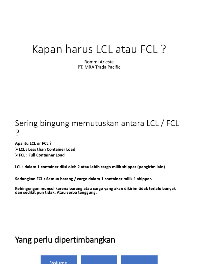 Panduan Memilih LCL atau FCL Pengiriman | PDF