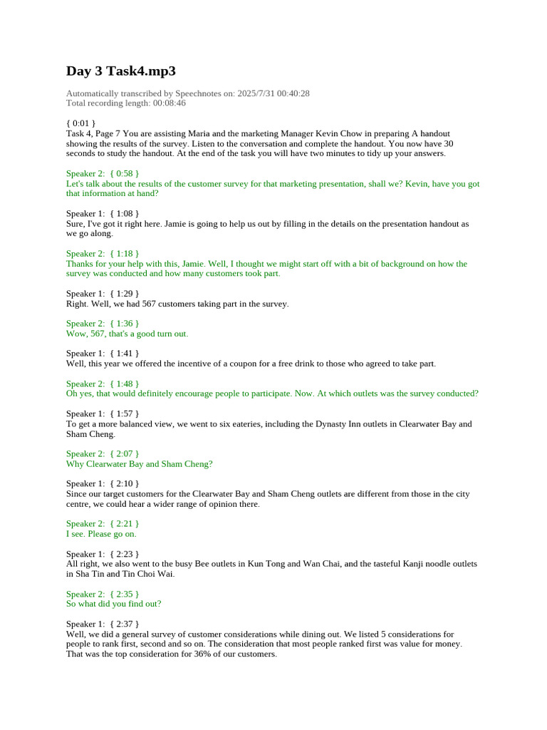Day 3 Task4.Mp3 - Transcript | PDF | Cuisine | Foods