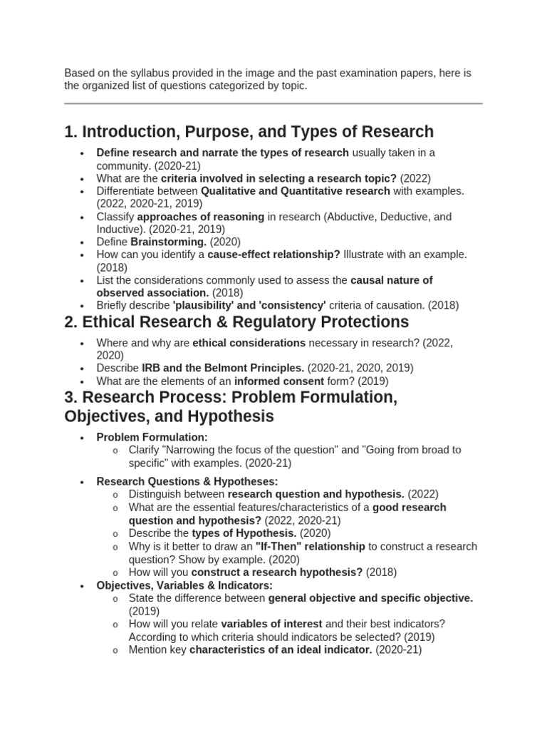 Comprehensive Research Exam Question Guide | PDF | Linear Regression ...